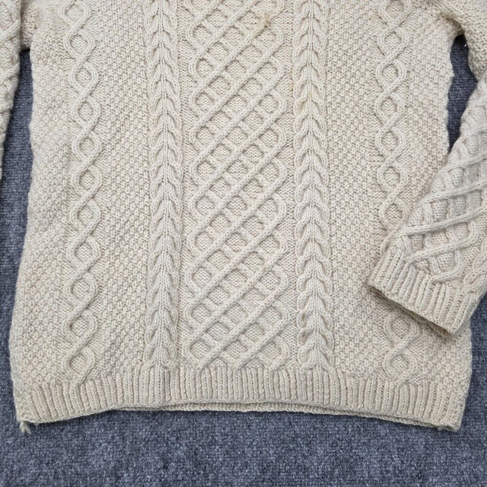 Vintage Aran Fisherman Sweater Womens Medium Cream Cable Knit Hand Knit Wool - Picture 10 of 16